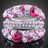 Green & Purple Austria Crystal Wedding Rings For Women