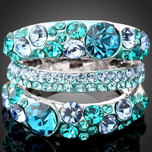 Green & Purple Austria Crystal Wedding Rings For Women