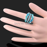 Green & Purple Austria Crystal Wedding Rings For Women