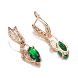 Emerald Geometric Zircon Drop Earrings 585 Rose Gold Vintage Jewelry