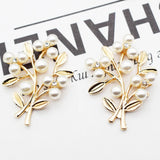 Leaf With Pearl Rhinestone Trees Metal Findings For Jewelry Making