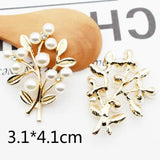 Leaf With Pearl Rhinestone Trees Metal Findings For Jewelry Making