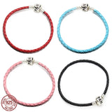 925 Silver Snake Bone Chain Leather Bracelet for Charms