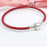 925 Sterling Silver Leather String Bracelet for Charm Bead DIY