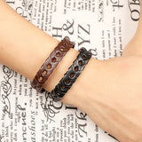 Leather Stainless Steel Bracelet Men Jewelry Magnetic Punk Wrap Gift