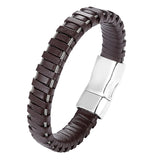 Leather Stainless Steel Bracelet Men Jewelry Magnetic Punk Wrap Gift