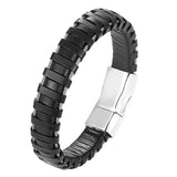 Leather Stainless Steel Bracelet Men Jewelry Magnetic Punk Wrap Gift