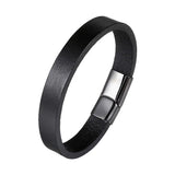 Leather Stainless Steel Bracelet Men Jewelry Magnetic Punk Wrap Gift