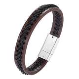 Leather Stainless Steel Bracelet Men Jewelry Magnetic Punk Wrap Gift