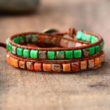 Vintage Bohemia Leather Bracelet with Natural Stones