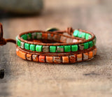 Vintage Bohemia Leather Bracelet with Natural Stones