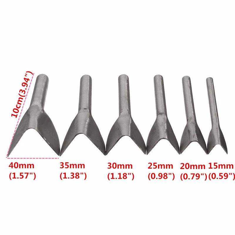 Leather Craft Tools Half Round V Shaped Cutter Punch Hand Tools 6Pcs/set