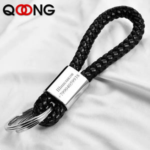 Hand Woven Leather Rope Key Chain with Horseshoe Buckle