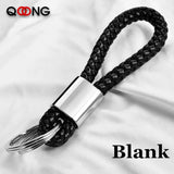 Hand Woven Leather Rope Key Chain with Horseshoe Buckle
