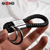 Hand Woven Leather Rope Key Chain with Horseshoe Buckle