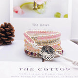 Leather Wrap Bracelet Natural Beads Crystal Weaving Statement Art Bracelet