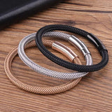 Stainless Steel Leather Rope Chain Men's Bracelet