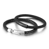 Stainless Steel Leather Rope Chain Men's Bracelet