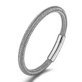 Stainless Steel Leather Rope Chain Men's Bracelet