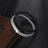 Stainless Steel Leather Rope Chain Men's Bracelet