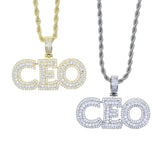CEO Pendant Necklace Tennis Chain Iced Out CZ Stone Choker Hip Hop