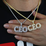 CEO Pendant Necklace Tennis Chain Iced Out CZ Stone Choker Hip Hop
