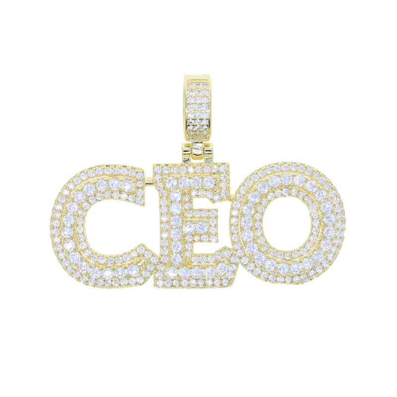 CEO Pendant Necklace Tennis Chain Iced Out CZ Stone Choker Hip Hop