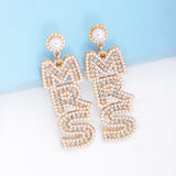 MRS Pearl Rhinestone Earrings Women Jewelry Accessories Gift