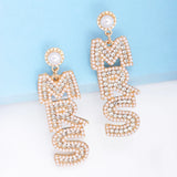 MRS Pearl Rhinestone Earrings Women Jewelry Accessories Gift