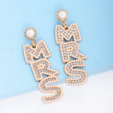 MRS Pearl Rhinestone Earrings Women Jewelry Accessories Gift