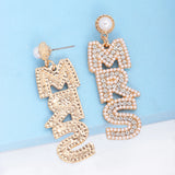 MRS Pearl Rhinestone Earrings Women Jewelry Accessories Gift