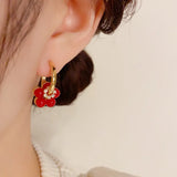 Red Pearl Flower 2-Way Earrings