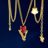 Retro Tussauds V Letter Gemstone Crystal Earrings