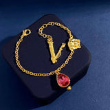 Retro Tussauds V Letter Gemstone Crystal Earrings
