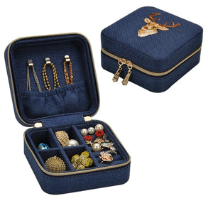Linen Box Necklace Ring Earings Bracelet Storage Organizer Gift