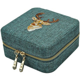 Green Linen Box Necklace Ring Earings Bracelet Storage Organizer