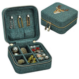 Green Linen Box Necklace Ring Earings Bracelet Storage Organizer