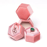 Hexagonal Velvet Cloth Jewelry Ring Pendant Earring Packaging Couple Holiday