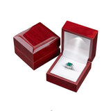 Wooden Flip Lid Earring Ring Necklace Storage Box LED Light Engagement Ring Box