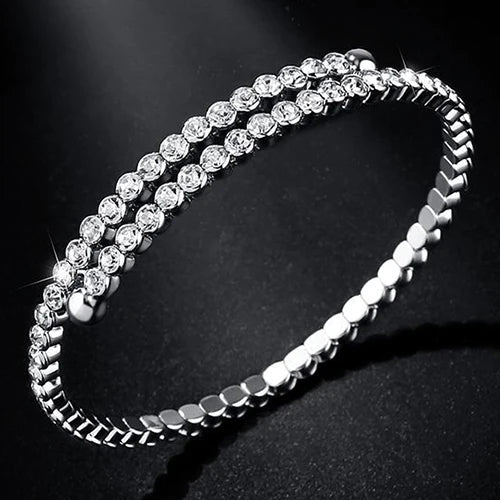 Inlaid Zircon Open Bangle Women's Bracelet Wedding Jewelry
