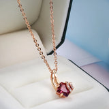 Rose Gradient Fuchsia Zircon Crystal Long Necklace
