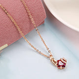 Rose Gradient Fuchsia Zircon Crystal Long Necklace