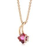 Rose Gradient Fuchsia Zircon Crystal Long Necklace