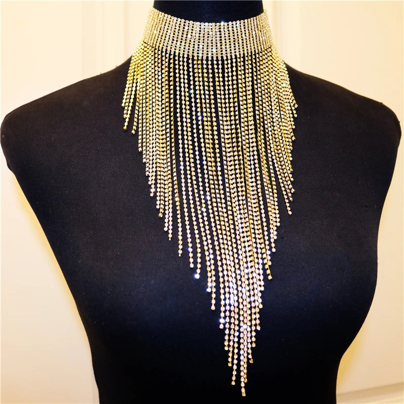 Bride Statement Necklace Wedding Crystal Jewelry Collar Choker