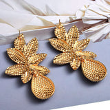 Crystal Studded Metal Flower Drop Earrings for Women