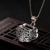 Long Life Lock Necklace Retro Ethnic Style Rich Ruyi Lock Pendant