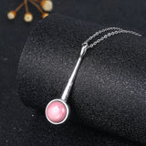 Long Pendant Necklace 925 Sterling Silver Natural Rhodochrosite Necklace