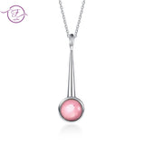 Long Pendant Necklace 925 Sterling Silver Natural Rhodochrosite Necklace