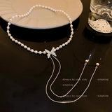 Tassel Pearl Chain Butterfly Necklace Wedding Jewelry