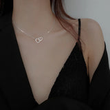 Love Double Heart-shaped Hollow Pendant Necklace Light Female Chain